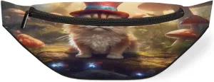 Watercolor Cat Mushroom Fanny Pack for Women Men Waist Pack Crossbody Bag with Adjustable Belt for Travel Hiking Running Cycling Festivals