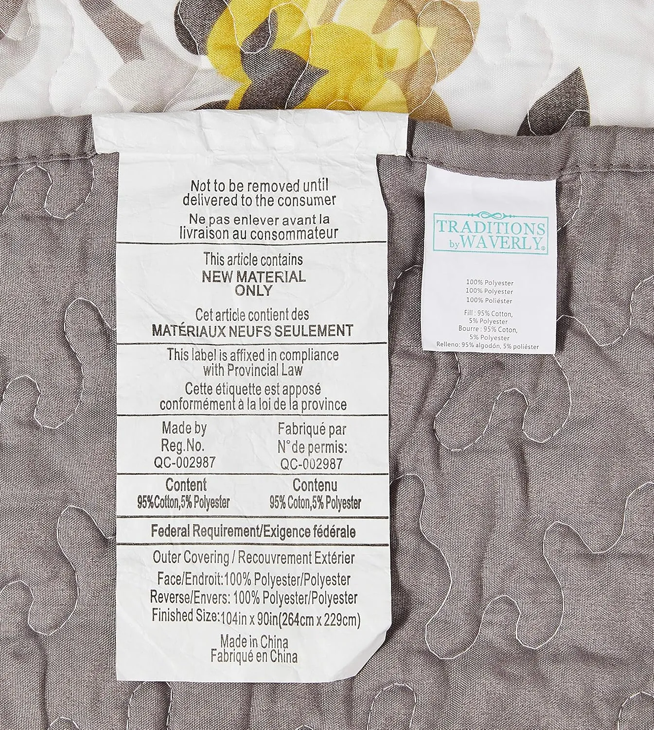 Waverly Traditions Set in Spring 3 Piece Quilted Pattern Bedding Set, King Bed Set with 2 Pillow Shams and Quilt, All Season and Machine Washable King Quilt Bedding Set, Sterling