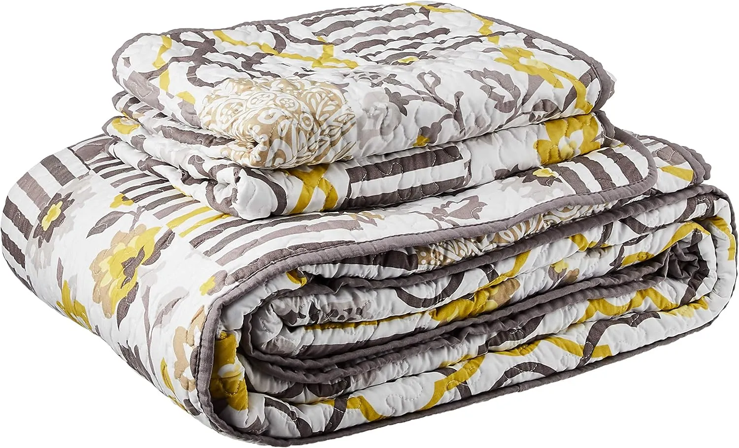 Waverly Traditions Set in Spring 3 Piece Quilted Pattern Bedding Set, King Bed Set with 2 Pillow Shams and Quilt, All Season and Machine Washable King Quilt Bedding Set, Sterling