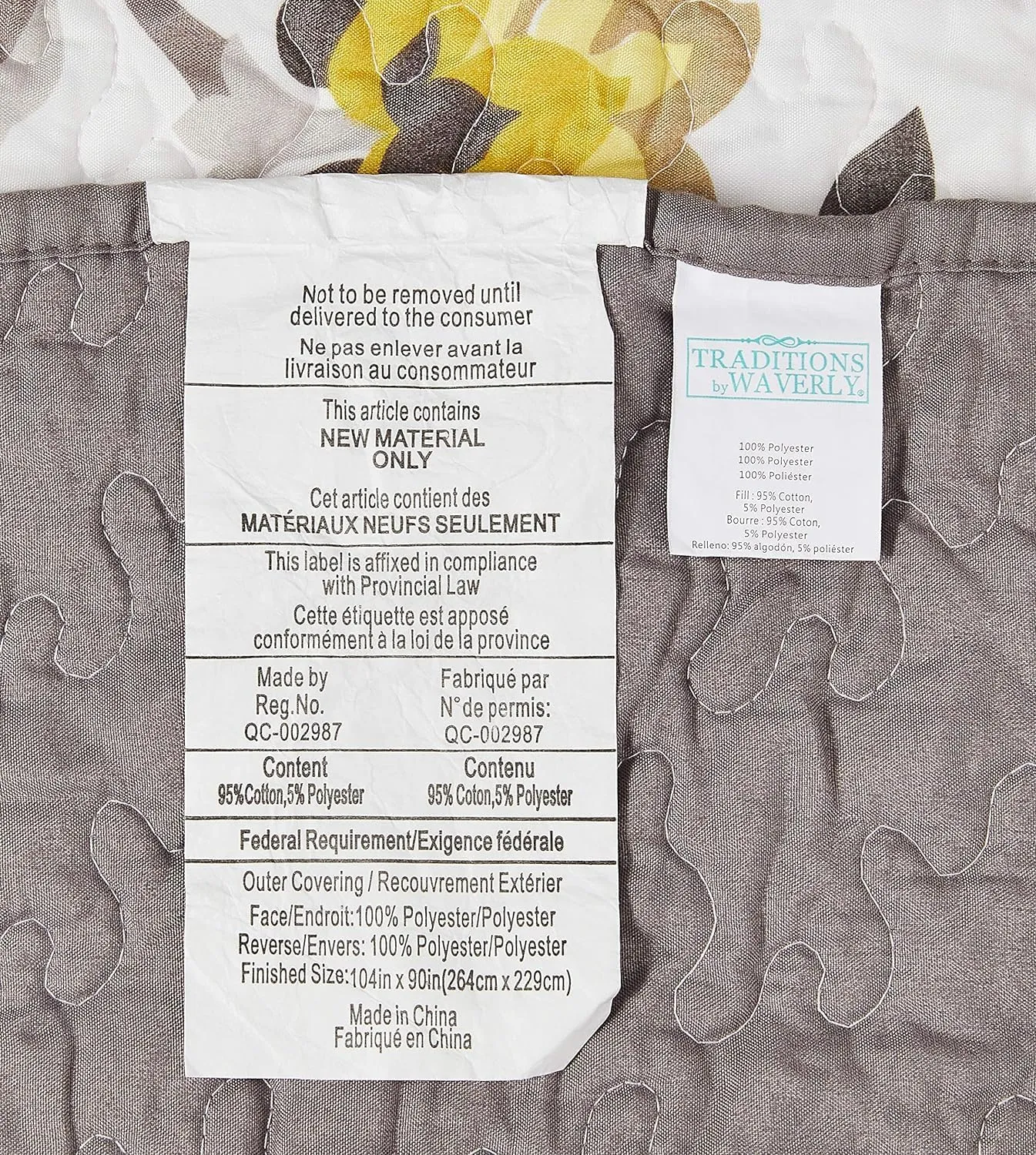 Waverly Traditions Set in Spring 3 Piece Quilted Pattern Bedding Set, Queen Bed Set with 2 Pillow Shams and Quilt, All Season and Machine Washable Queen Quilt Bedding Set, Sterling