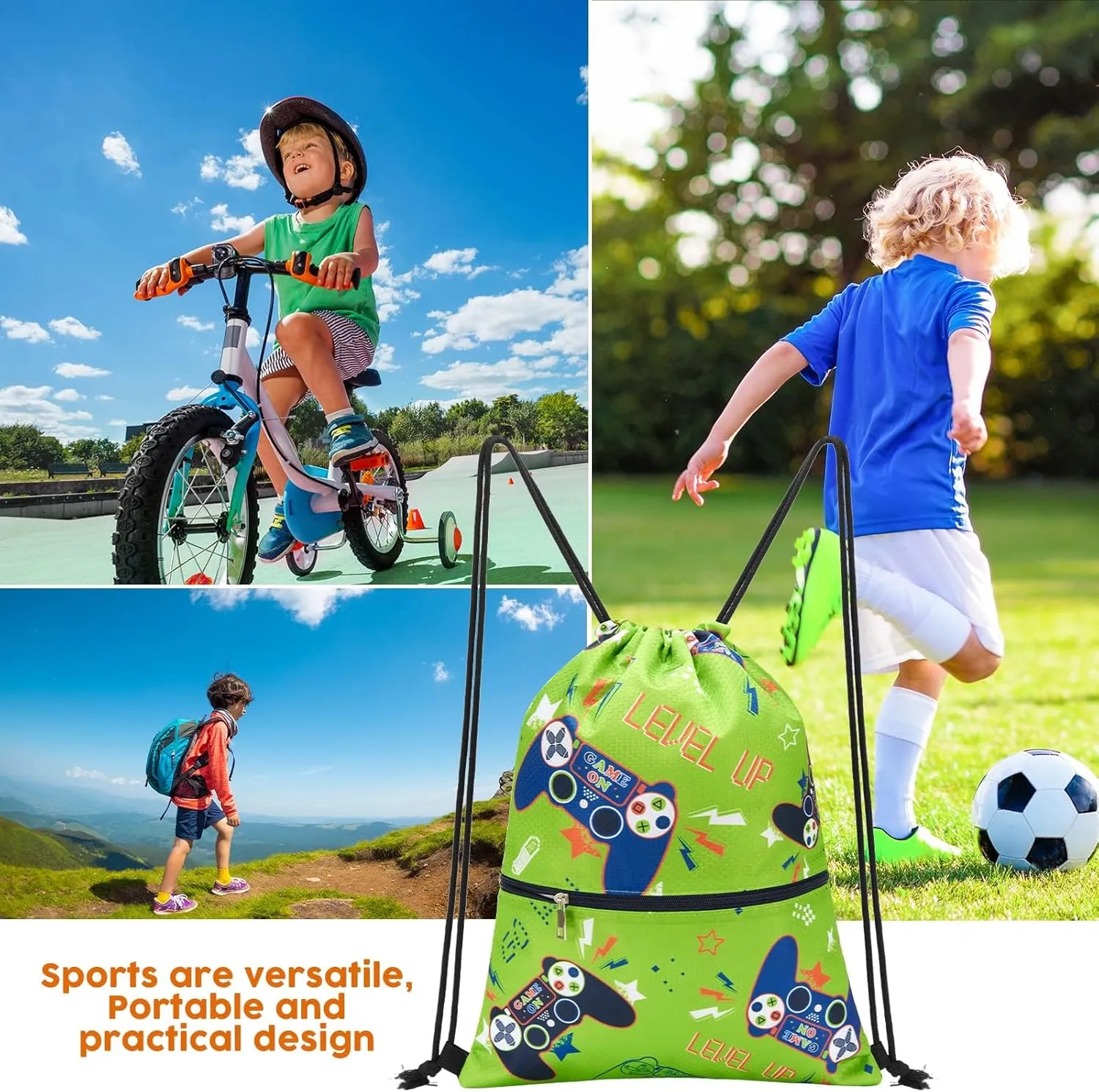 WAWSAM Drawstring Backpack - Drawstring Bags for Kids Swim Bag for Beach