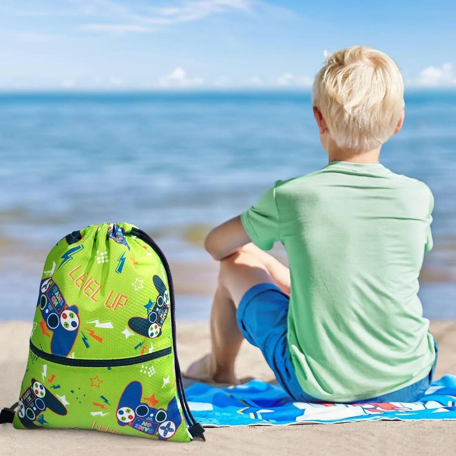 WAWSAM Drawstring Backpack - Drawstring Bags for Kids Swim Bag for Beach