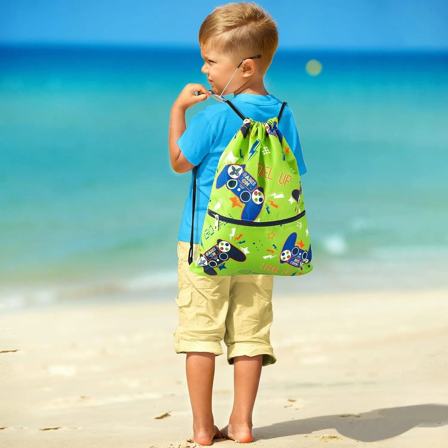 WAWSAM Drawstring Backpack - Drawstring Bags for Kids Swim Bag for Beach