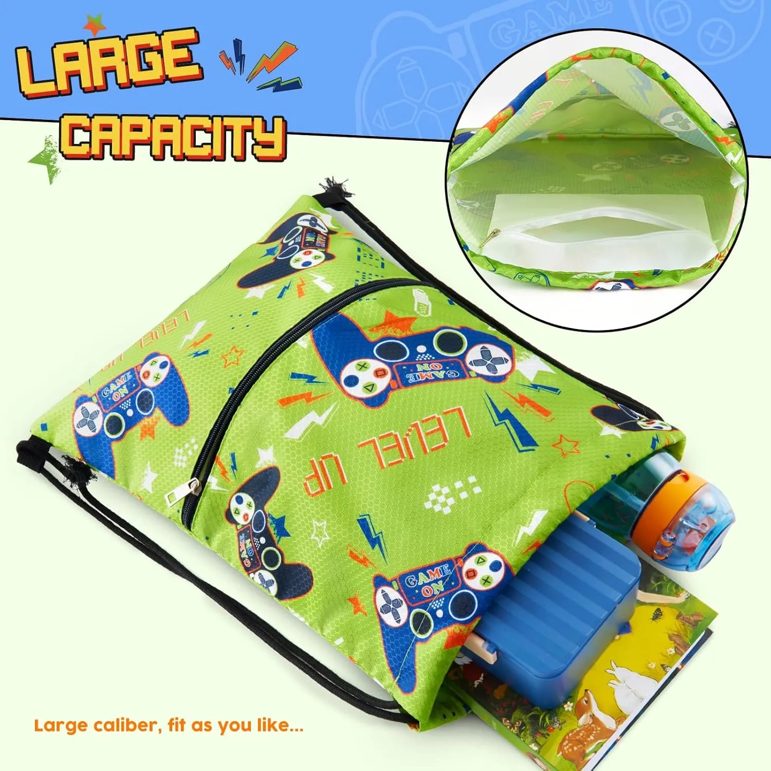 WAWSAM Drawstring Backpack - Drawstring Bags for Kids Swim Bag for Beach