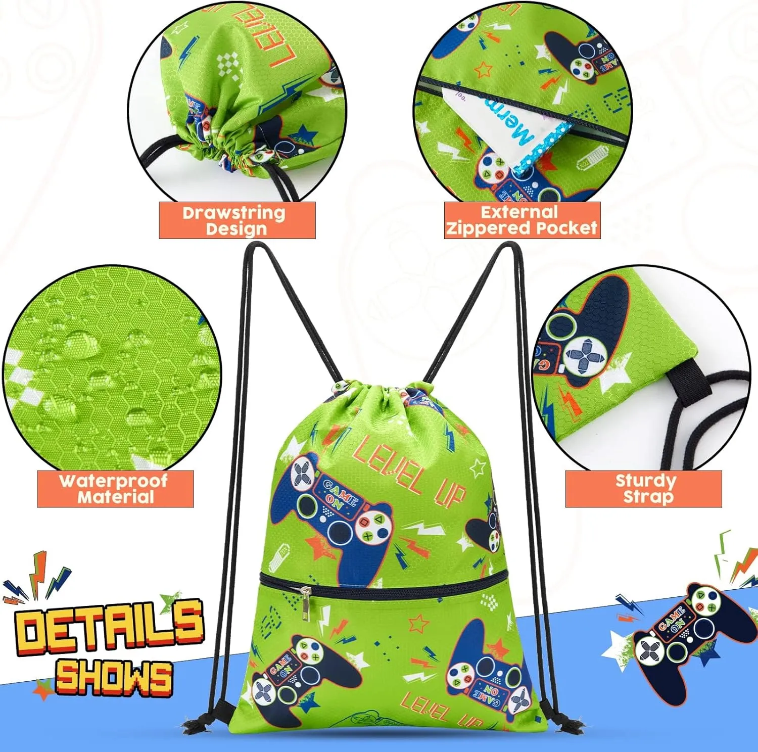WAWSAM Drawstring Backpack - Drawstring Bags for Kids Swim Bag for Beach
