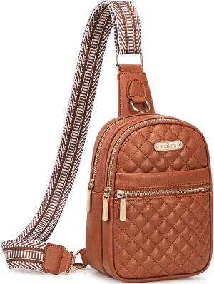 Weitars Small Sling Bag for Women Leather Crossbody Bags Fanny Packs for Women Belt Bag Fashion Waist Packs Chest Bag for Travel Sport (Brown)