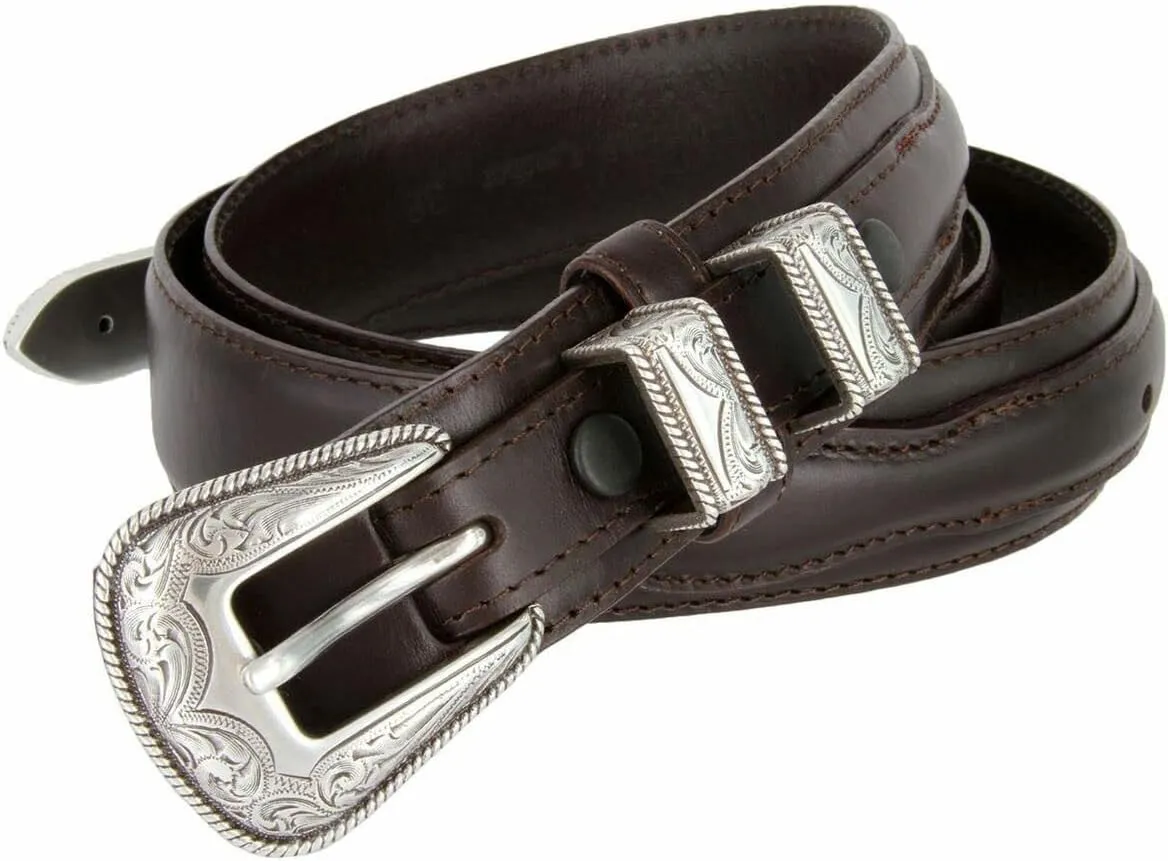 Western Buckle Belt Oil Tanned Genuine Leather Ranger Belt 1-3/8"(35mm) Taper to 3/4"(19mm) Wide-Multiple choices