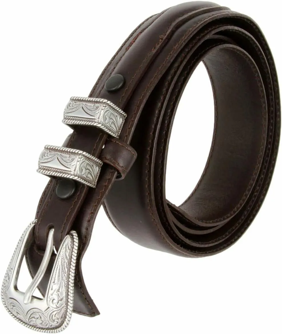 Western Buckle Belt Oil Tanned Genuine Leather Ranger Belt 1-3/8"(35mm) Taper to 3/4"(19mm) Wide-Multiple choices