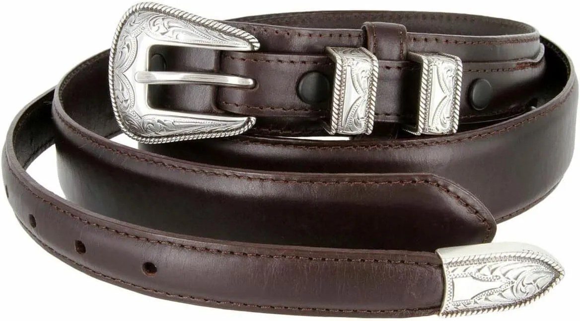 Western Buckle Belt Oil Tanned Genuine Leather Ranger Belt 1-3/8"(35mm) Taper to 3/4"(19mm) Wide-Multiple choices