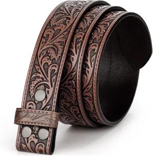 Western Leather Belt Strap for Men Women Cowboy Cowgirl Leather Mens Belts for Jeans Birthday Christmas Belt Gifts