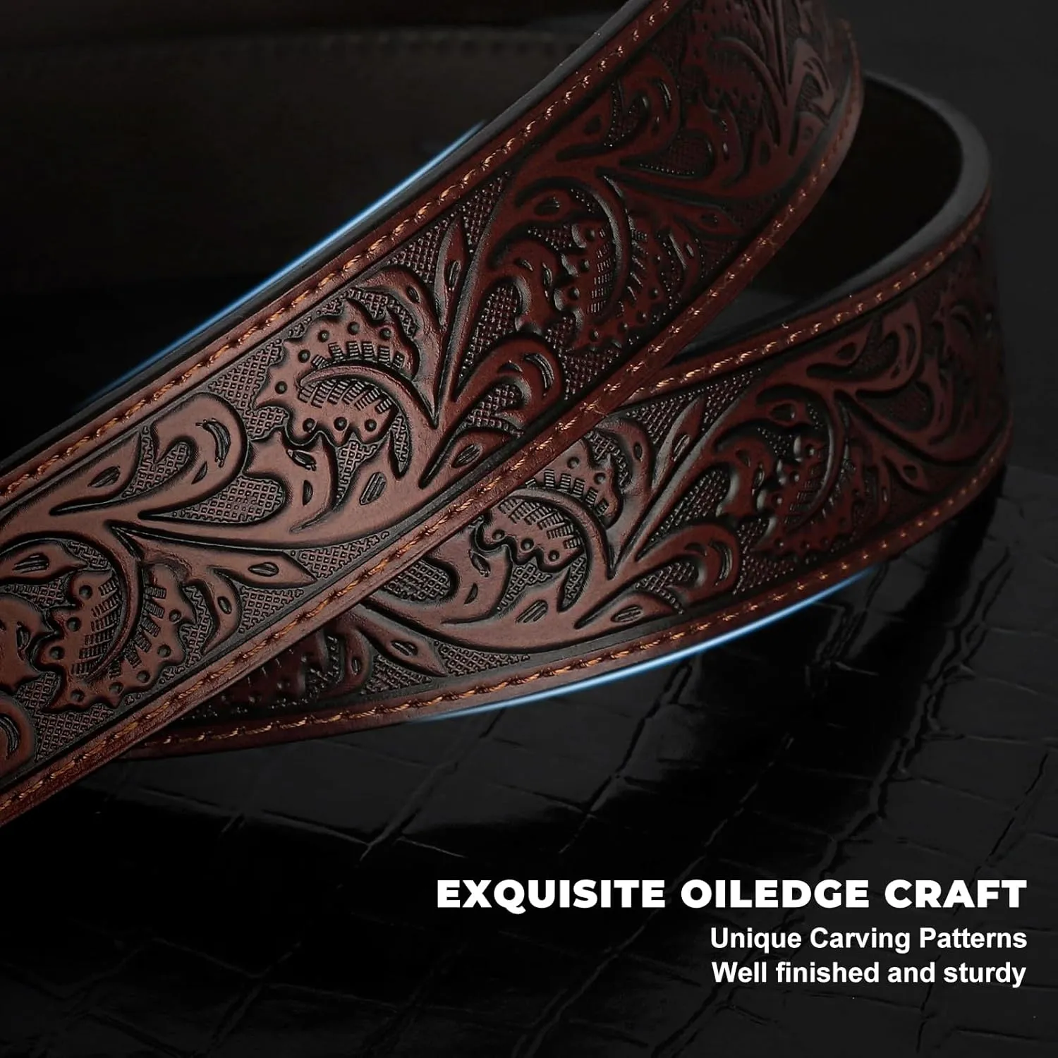 Western Leather Belt Strap for Men Women Cowboy Cowgirl Leather Mens Belts for Jeans Birthday Christmas Belt Gifts