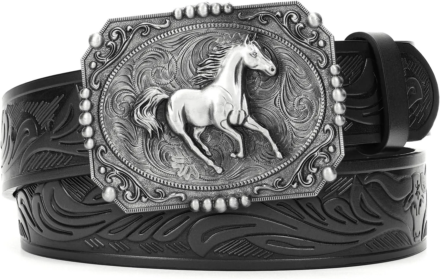 Western Leather Buckle Belt for Men Women Cowboy Cowgirl Country Leather Belts for Jeans Western Belts Men Christmas