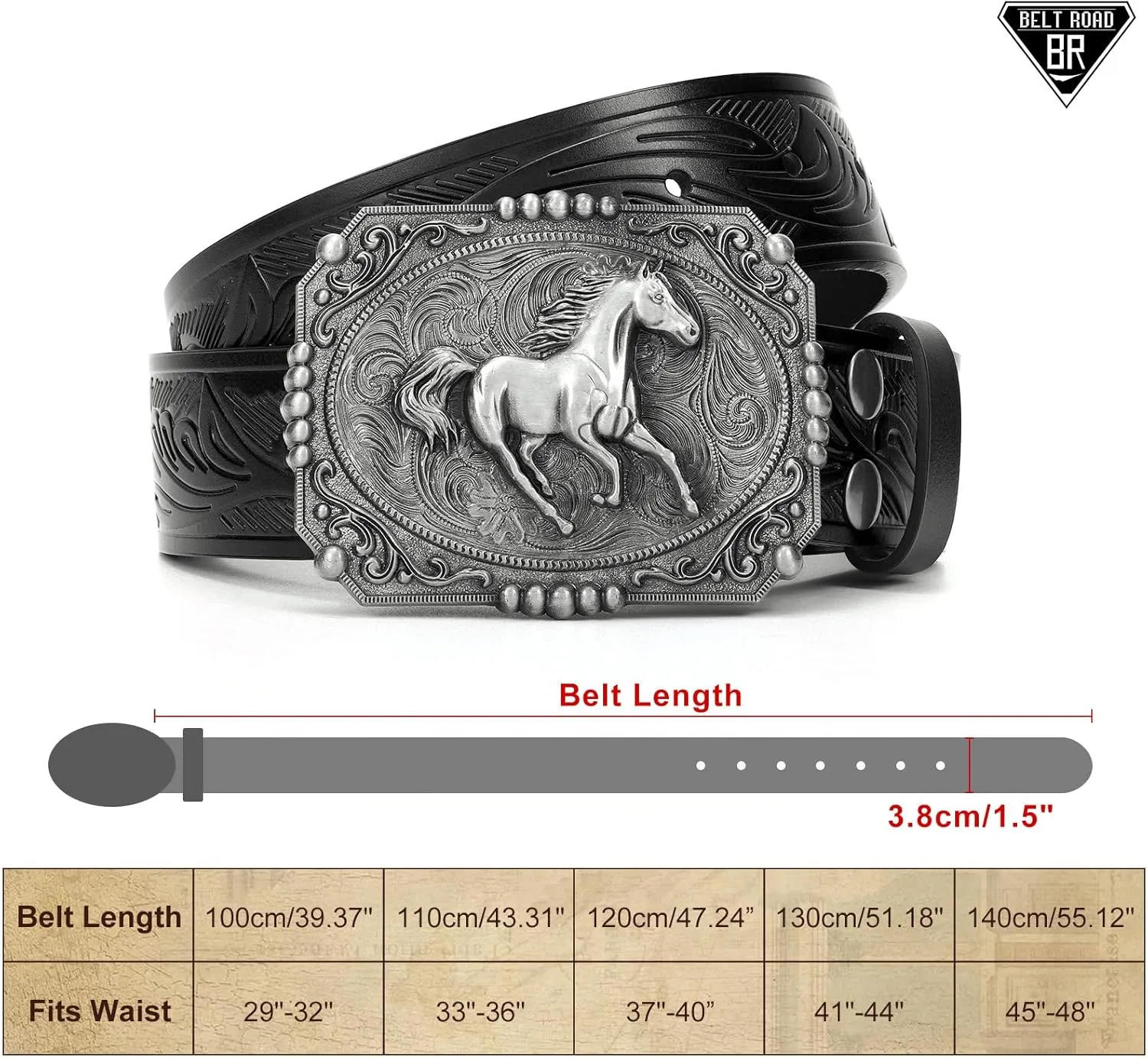Western Leather Buckle Belt for Men Women Cowboy Cowgirl Country Leather Belts for Jeans Western Belts Men Christmas