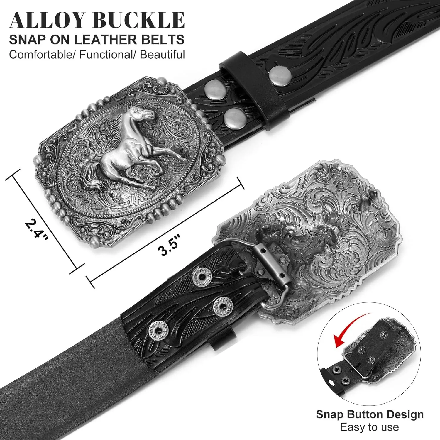 Western Leather Buckle Belt for Men Women Cowboy Cowgirl Country Leather Belts for Jeans Western Belts Men Christmas