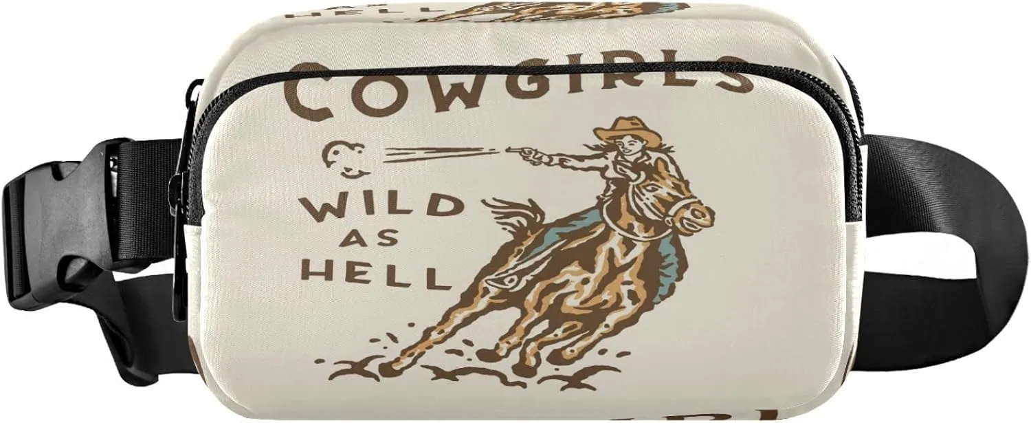 Wild West Rodeo Cowgirl Belt Bag for Women Men Fanny Pack Small Waist Pouch Crossbody Bags for Outdoor Hiking Running Travel