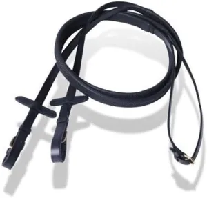William Hunter Equestrian English Leather Rubber Grip (Bobble) Reins for Bridle 5/8" Wide in Black, Size: Extra Full