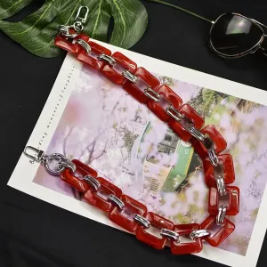 Women Acrylic Shoulder Bag Strap Acrylic Chain Color Chic Solid Color or Mix Color Messenger Handbags Belts (Color : E Size : Gold Hook 80cm)