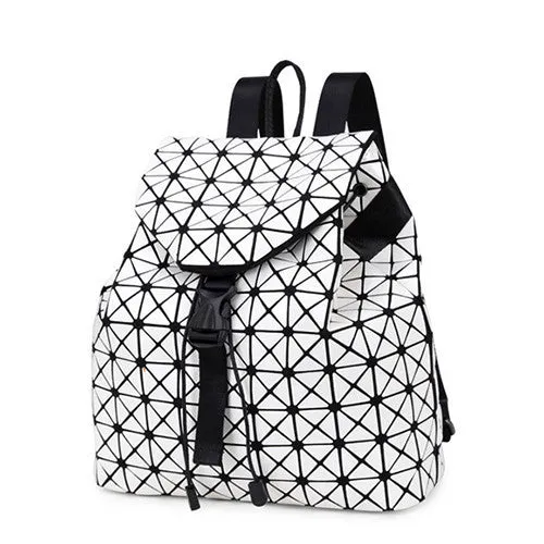 Women backpack geometric patchwork diamond lattice backpack famous brand drawstring bag