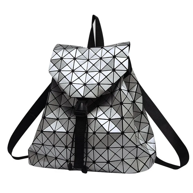 Women backpack geometric patchwork diamond lattice backpack famous brand drawstring bag
