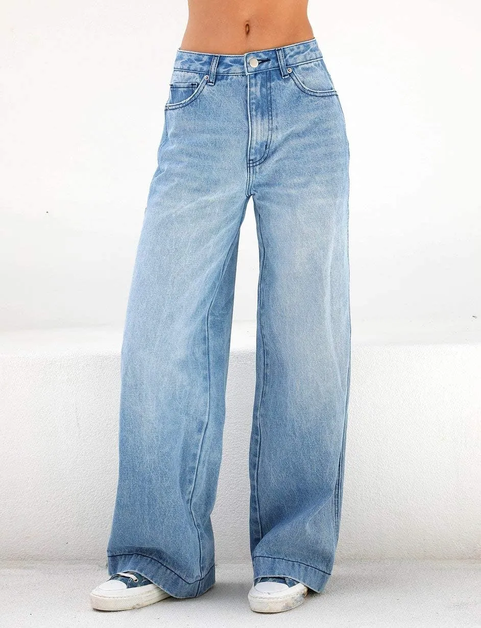 Women Baggy Y2K Jeans Vintage Low Waisted Straight Leg Denim Pants E-Girl Streetwear Clubwear