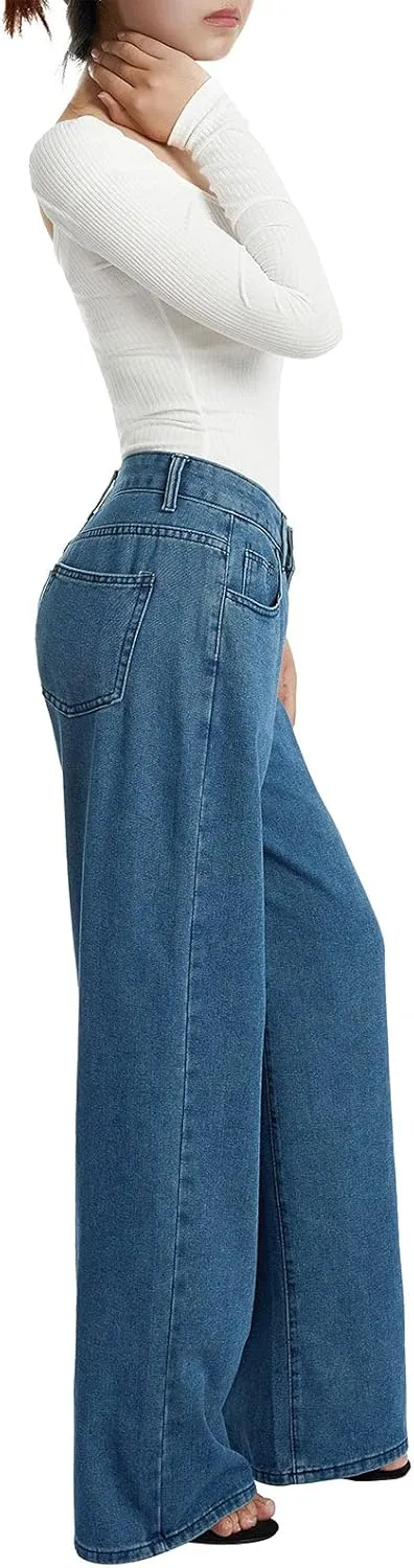 Women Baggy Y2K Jeans Vintage Low Waisted Straight Leg Denim Pants E-Girl Streetwear Clubwear