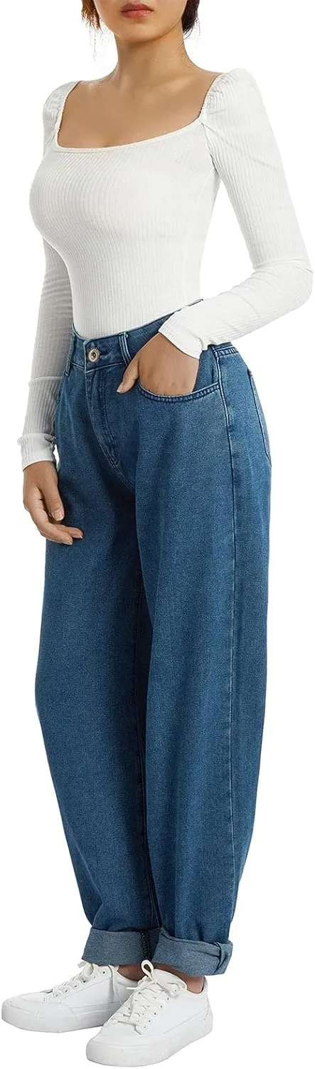 Women Baggy Y2K Jeans Vintage Low Waisted Straight Leg Denim Pants E-Girl Streetwear Clubwear