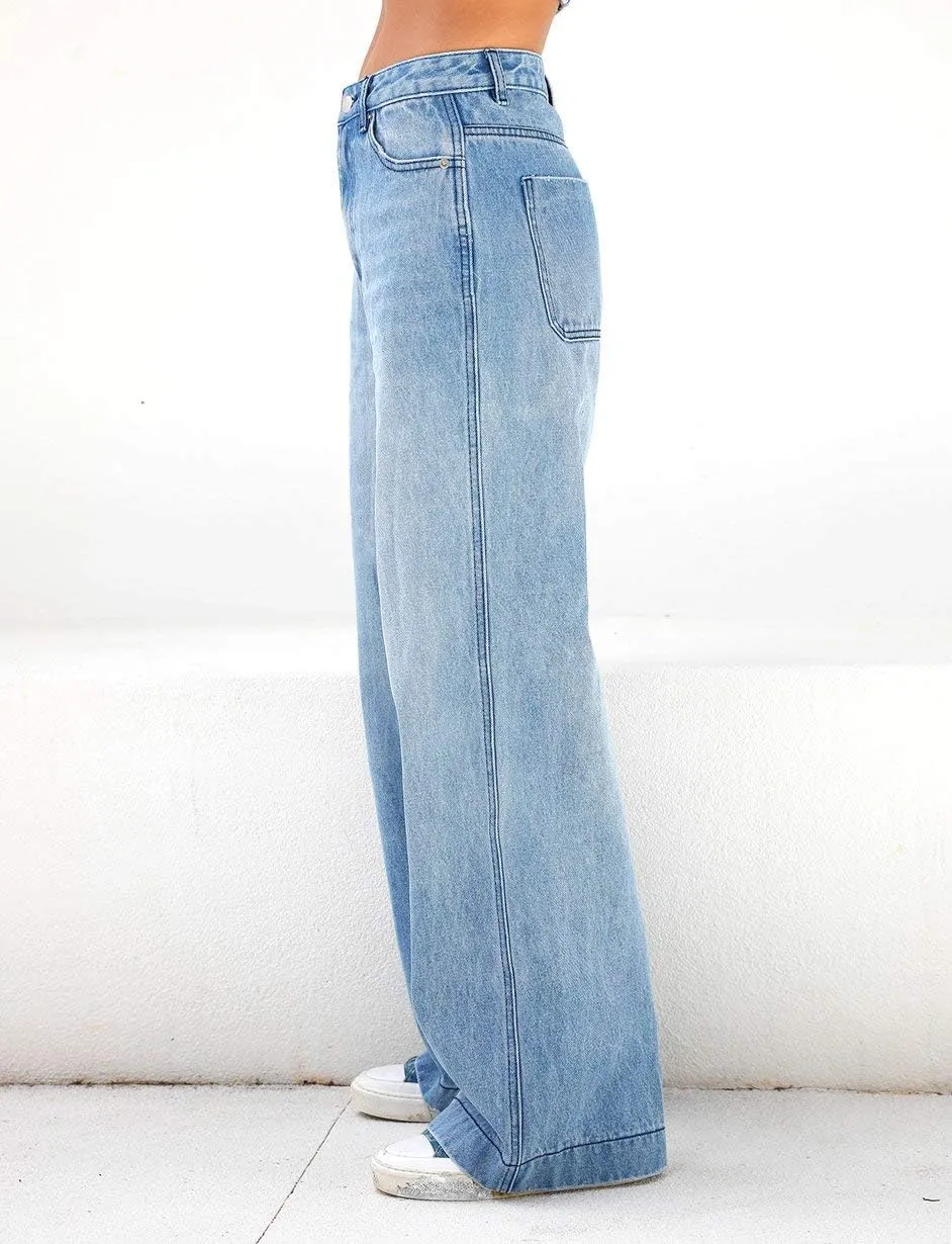 Women Baggy Y2K Jeans Vintage Low Waisted Straight Leg Denim Pants E-Girl Streetwear Clubwear