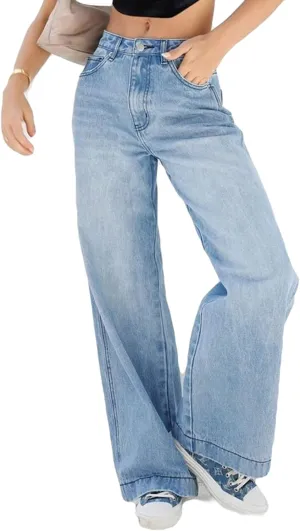 Women Baggy Y2K Jeans Vintage Low Waisted Straight Leg Denim Pants E-Girl Streetwear Clubwear