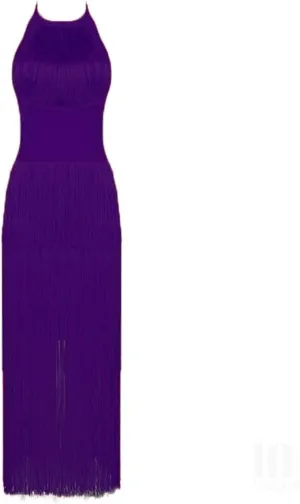 Women Bodycon Long Dress Tassel Slim Party Club Celebrity Evening Dresses