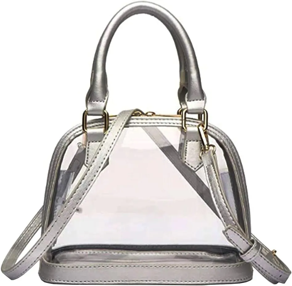 Women Clear Jelly Top Handle Shoulder Crossbody Bag PVC Handbag Purse Totes Satchel