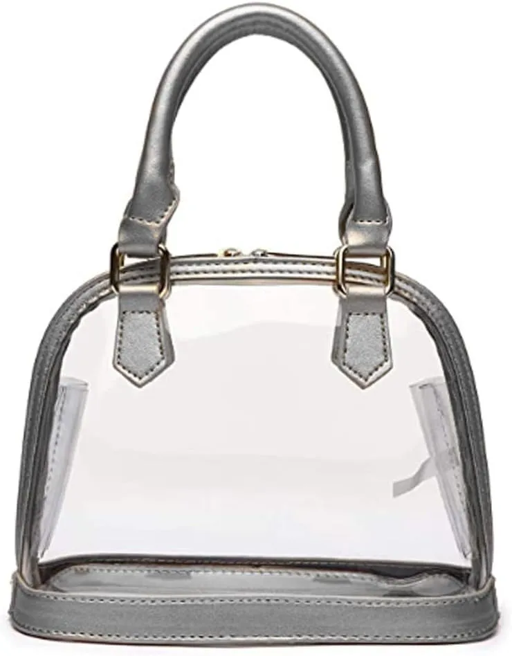 Women Clear Jelly Top Handle Shoulder Crossbody Bag PVC Handbag Purse Totes Satchel
