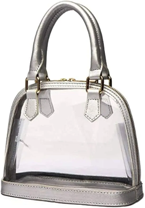 Women Clear Jelly Top Handle Shoulder Crossbody Bag PVC Handbag Purse Totes Satchel
