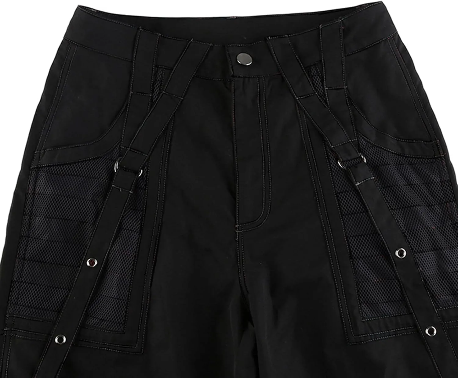 Women Emo Goth Baggy Pants Hip Hop Jeans Y2K Punk Scene High Waisted Wide Leg Denim Pants Streetwear