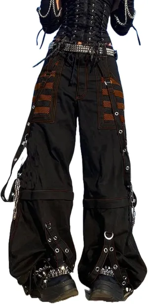 Women Emo Goth Baggy Pants Hip Hop Jeans Y2K Punk Scene High Waisted Wide Leg Denim Pants Streetwear