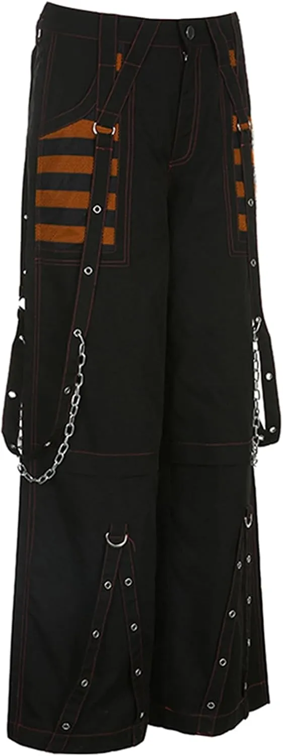 Women Emo Goth Baggy Pants Hip Hop Jeans Y2K Punk Scene High Waisted Wide Leg Denim Pants Streetwear