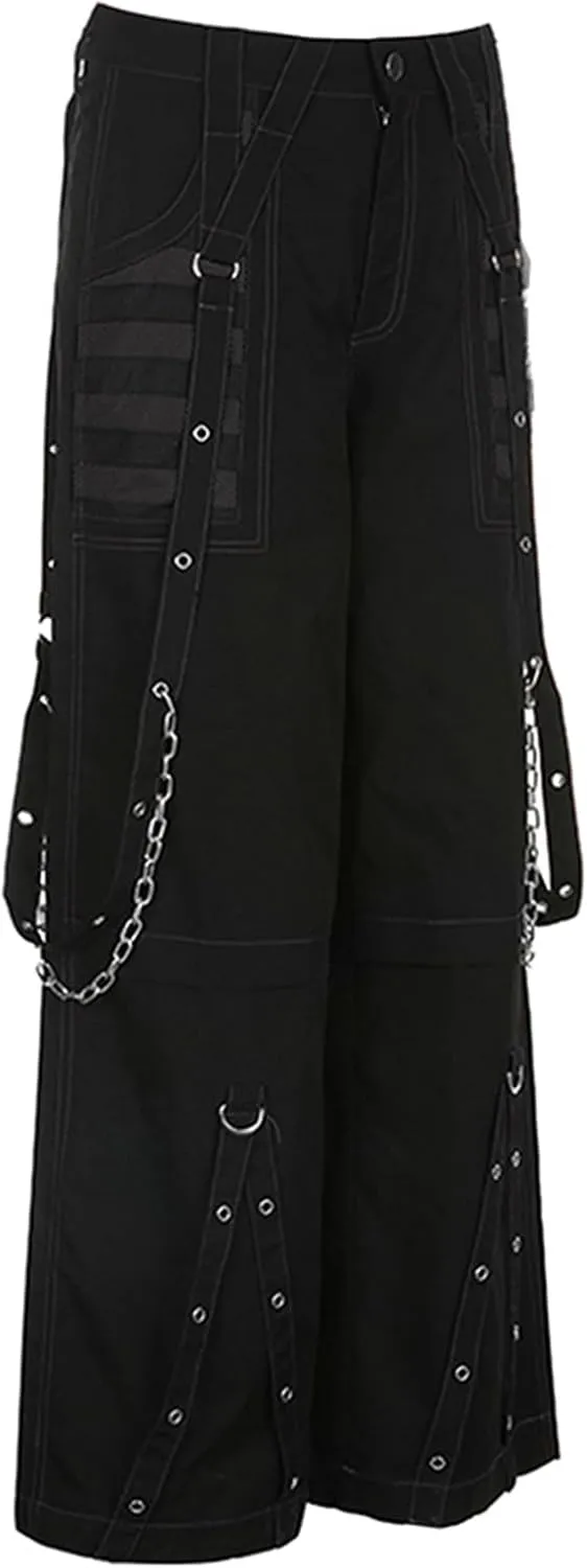 Women Emo Goth Baggy Pants Hip Hop Jeans Y2K Punk Scene High Waisted Wide Leg Denim Pants Streetwear