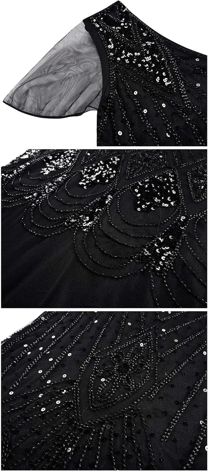 Women Evening Dress 1920s Flapper Cocktail Mermaid Plus Size Formal Gown with Long Gloves