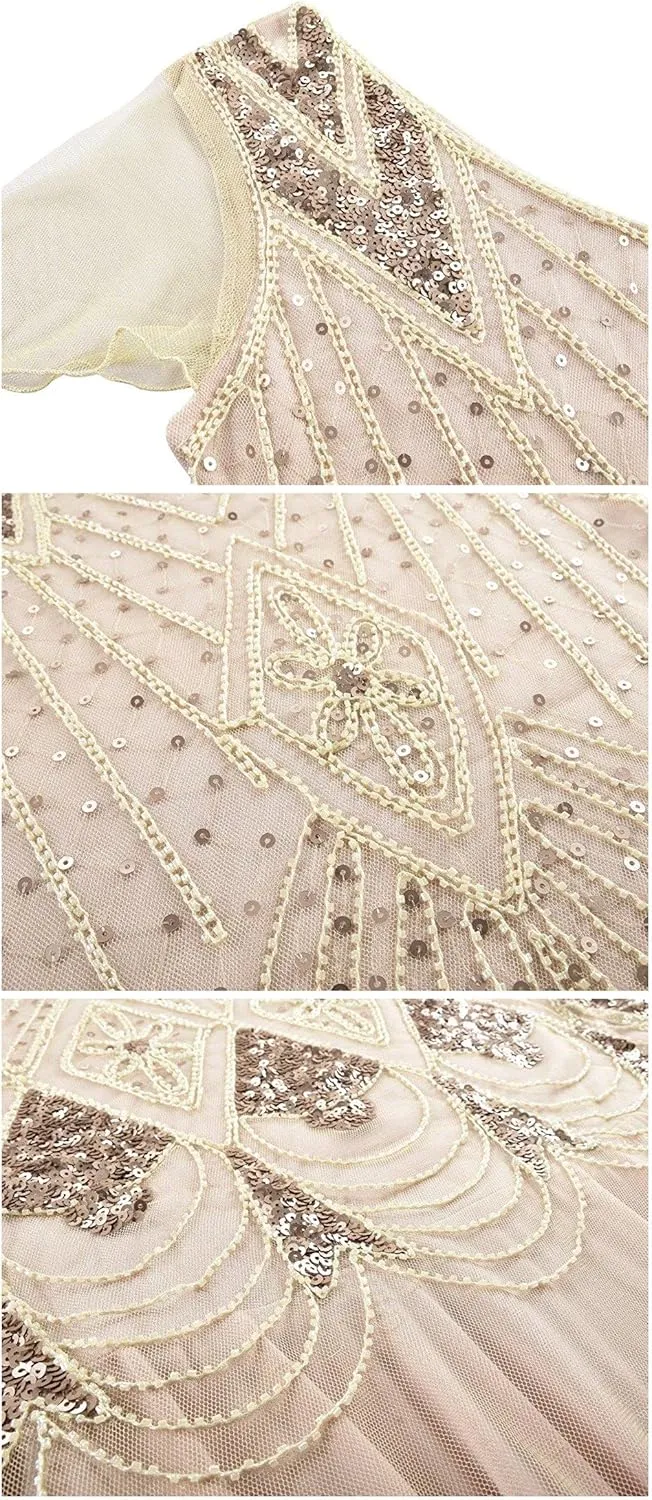Women Evening Dress 1920s Flapper Cocktail Mermaid Plus Size Formal Gown with Long Gloves