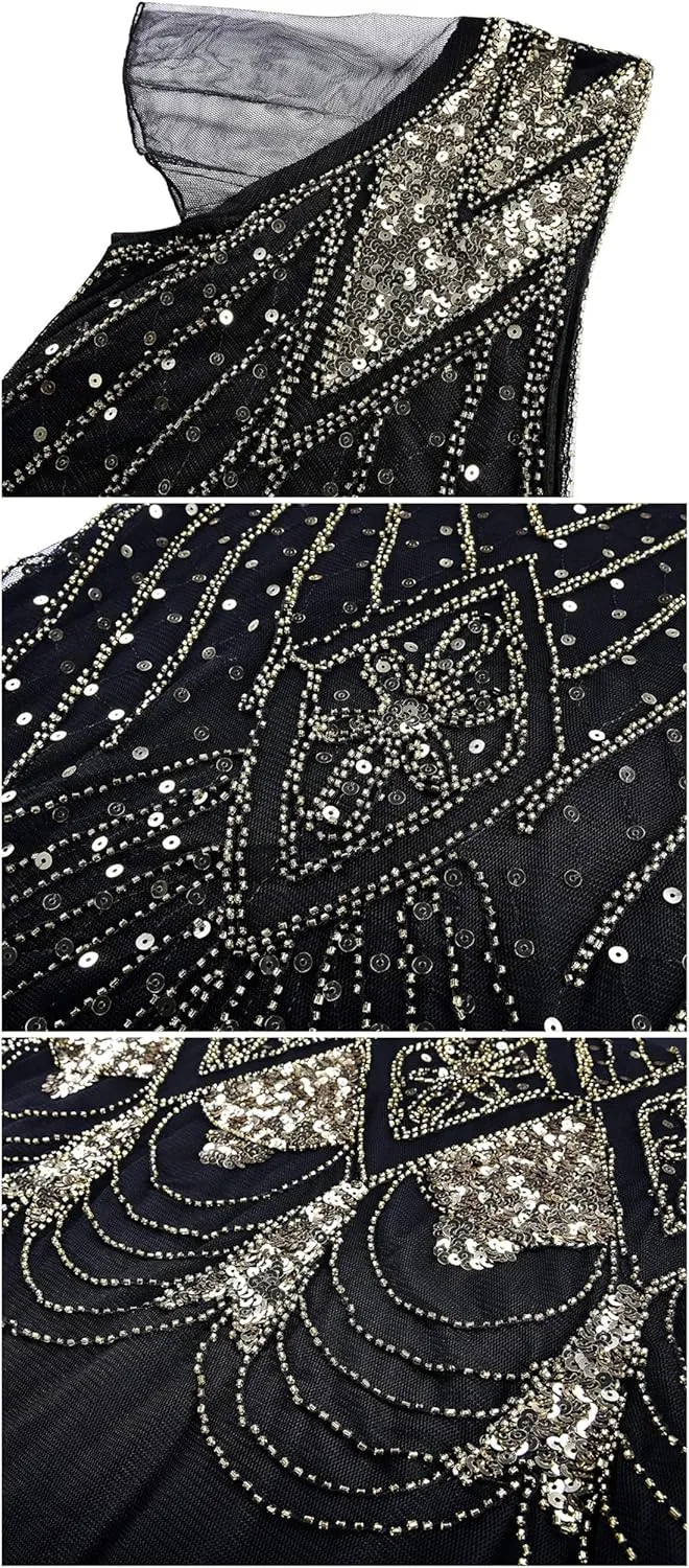 Women Evening Dress 1920s Flapper Cocktail Mermaid Plus Size Formal Gown with Long Gloves