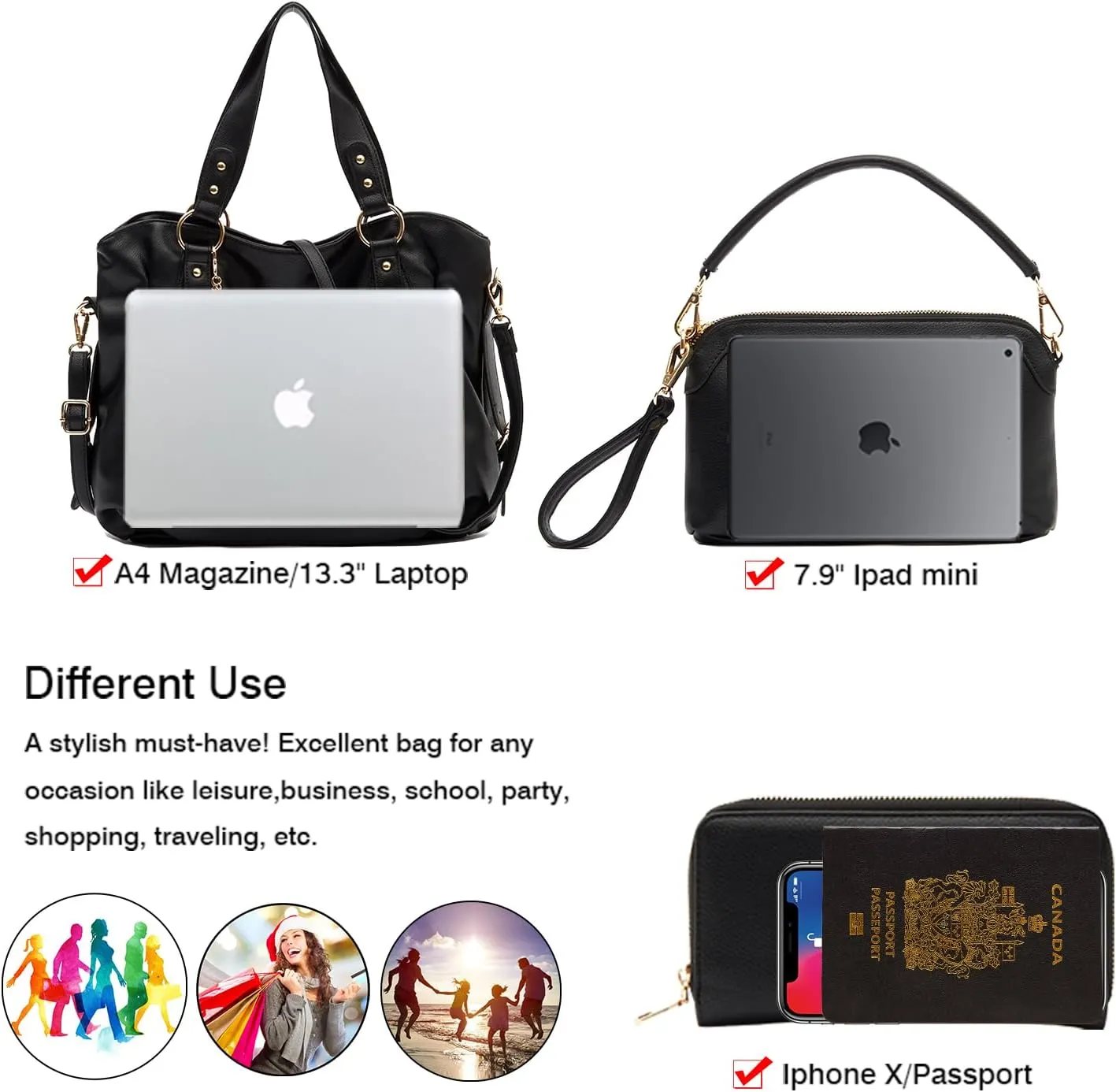 Women Large Crossbody Bags Ladies Satchel Shoulder Handbags Purse and Wallet Set for Women Totes Hobo Purses