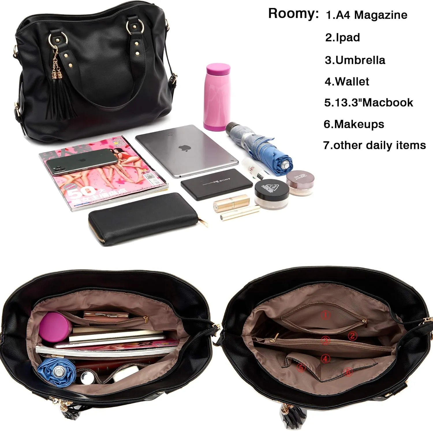 Women Large Crossbody Bags Ladies Satchel Shoulder Handbags Purse and Wallet Set for Women Totes Hobo Purses