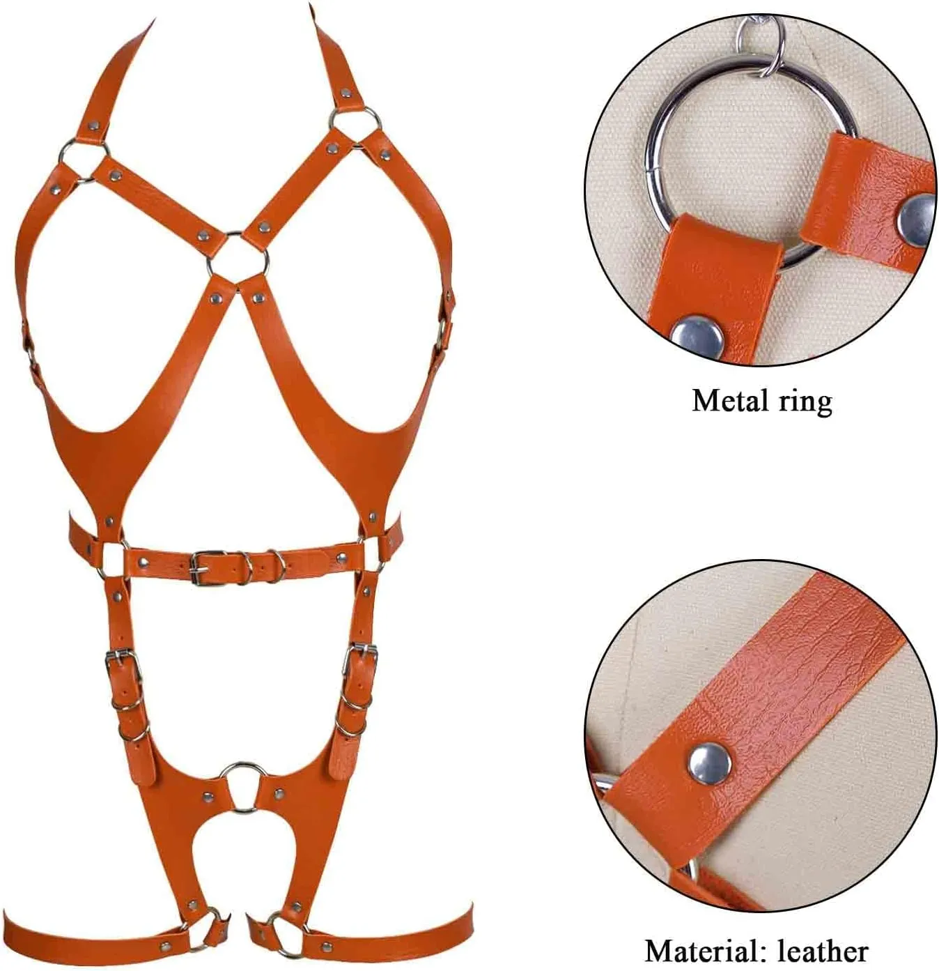 Women Punk Leather Body Harness Lingerie Leg Straps Chest Caged Belt Set Goth Punk Clothing