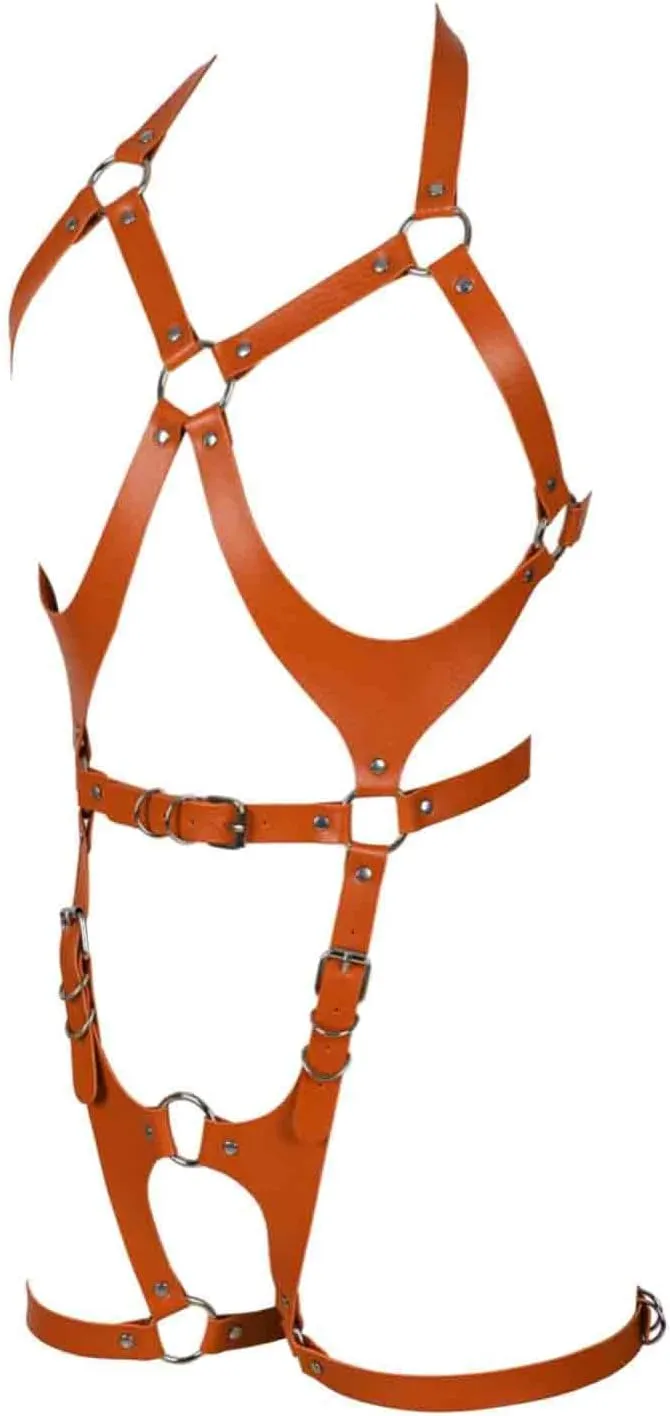 Women Punk Leather Body Harness Lingerie Leg Straps Chest Caged Belt Set Goth Punk Clothing