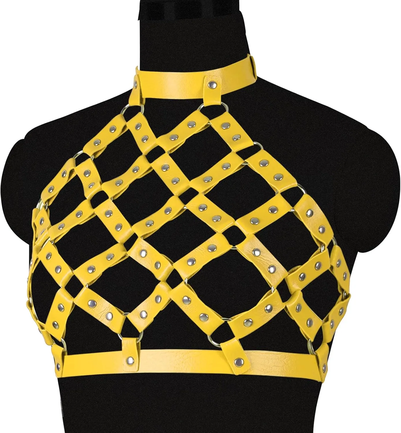 Women Punk Leather Harness Bra Body Cage Crop Tops Bondage Waist Belt Adjust Festival Rave Halloween Costume