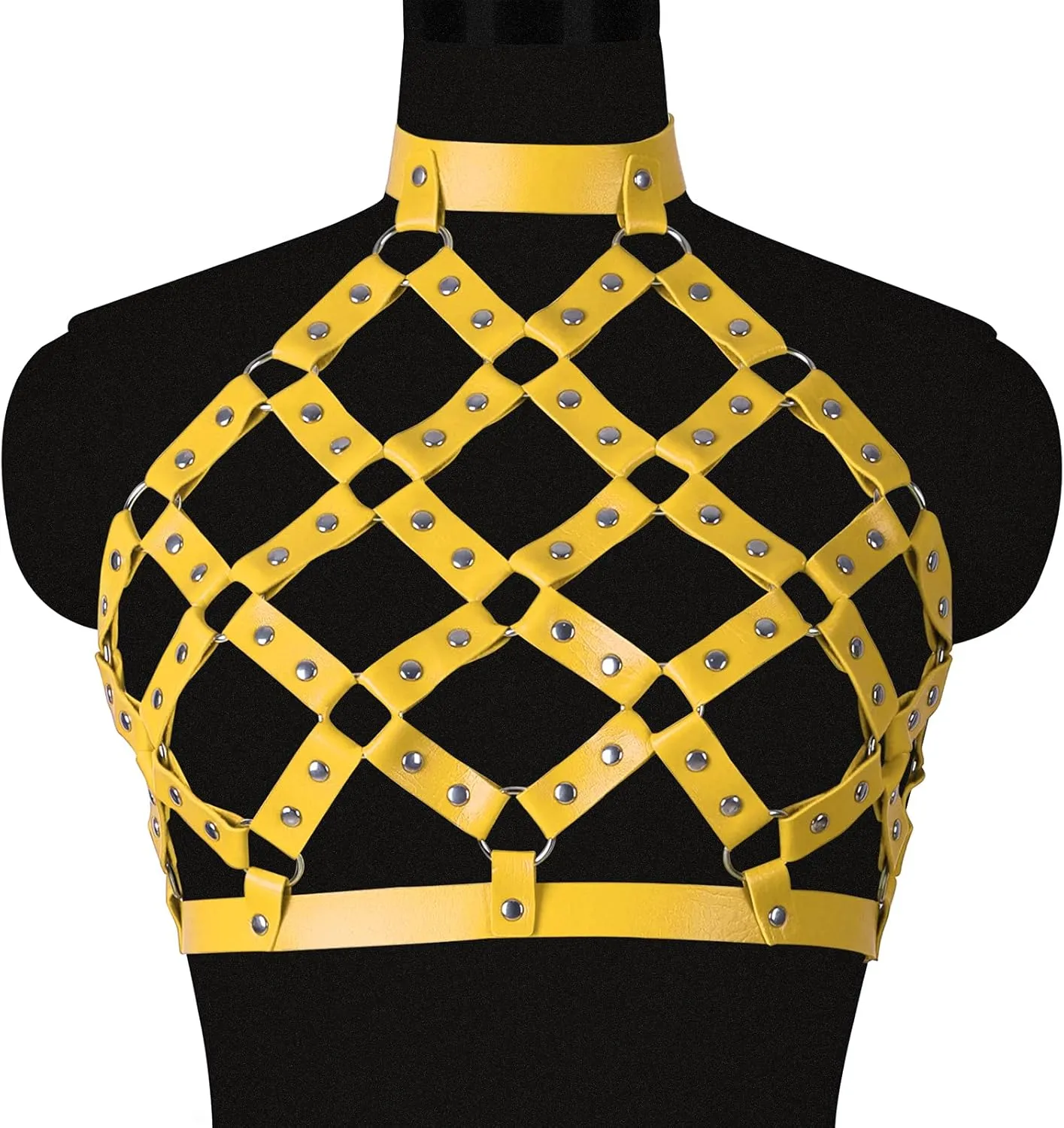 Women Punk Leather Harness Bra Body Cage Crop Tops Bondage Waist Belt Adjust Festival Rave Halloween Costume