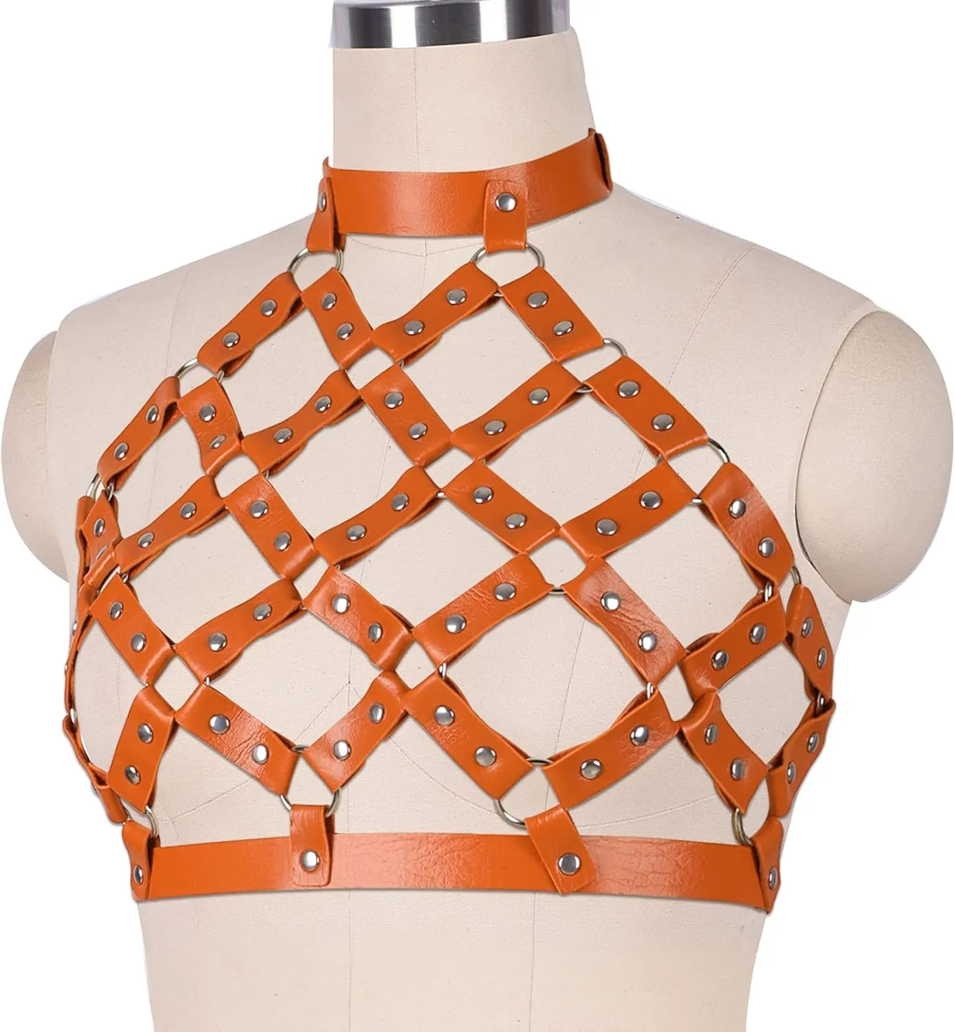 Women Punk Leather Harness Bra Body Cage Crop Tops Bondage Waist Belt Adjust Festival Rave Halloween Costume