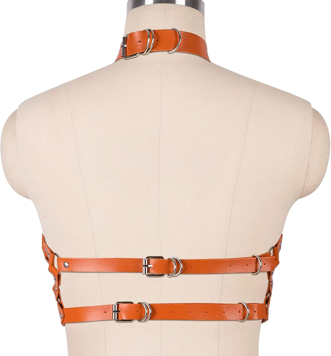 Women Punk Leather Harness Bra Body Cage Crop Tops Bondage Waist Belt Adjust Festival Rave Halloween Costume
