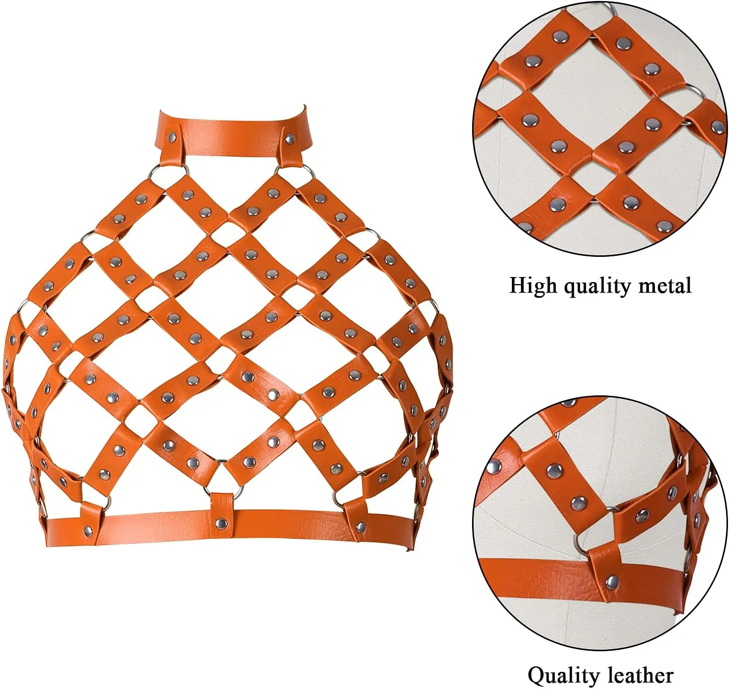 Women Punk Leather Harness Bra Body Cage Crop Tops Bondage Waist Belt Adjust Festival Rave Halloween Costume