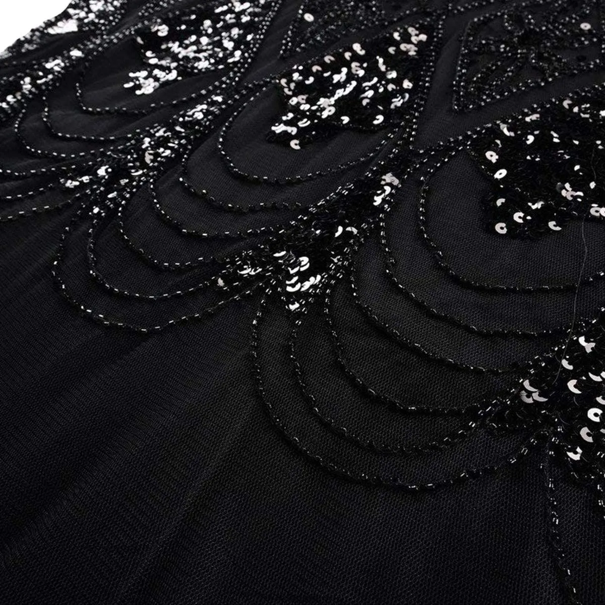 Women Vintage 1920s Gatsby Flapper Evening Party Dress V Neck Art Deco Sequins Mermaid Hem Cocktail Formal Long Maxi Gown
