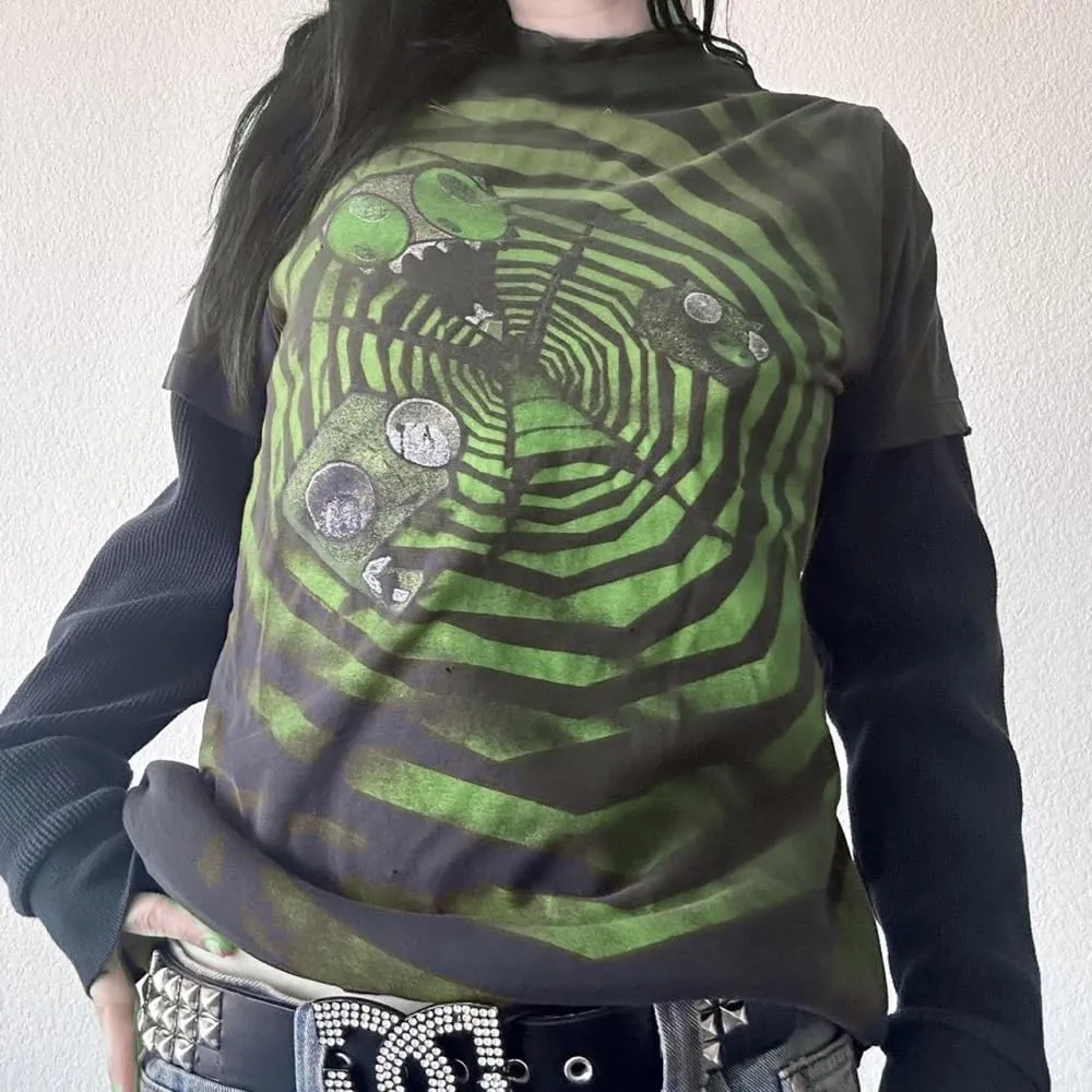 Women Y2k Gothic Shirt Long Sleeve Vintage Graphic Fairy Grunge Slim Fit Tee Topsp Steewear Teen Girls T Shirt